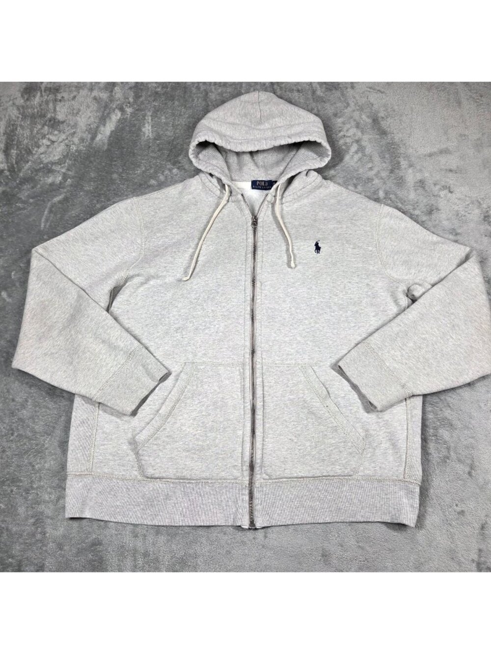 Polo Ralph Lauren Hoodie Mens XXL Gray Zip Up Sweatshirt Jacket Preppy READ